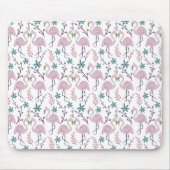 Rosa Flamingo nahtloses Muster auf weißem Hintergr Mousepad (Vorne)