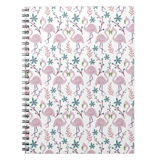Rosa Flamingo nahtloses Muster auf weißem Hintergr Notizblock (Vorderseite)
