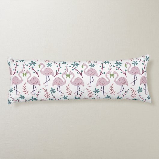 Rosa Flamingo nahtloses Muster auf weißem Hintergr Seitenschläferkissen (Rückseite)