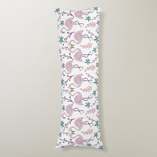 Rosa Flamingo nahtloses Muster auf weißem Hintergr Seitenschläferkissen (Vorderseite Vertikal)