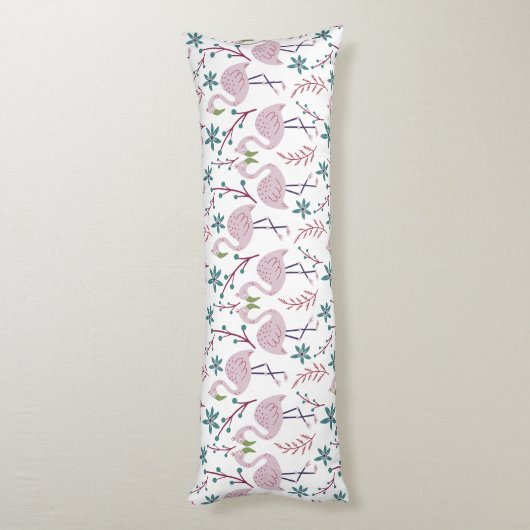 Rosa Flamingo nahtloses Muster auf weißem Hintergr Seitenschläferkissen (Rückseite (Vertikal))