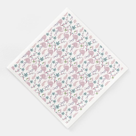 Rosa Flamingo nahtloses Muster auf weißem Hintergr Serviette (Ecke)