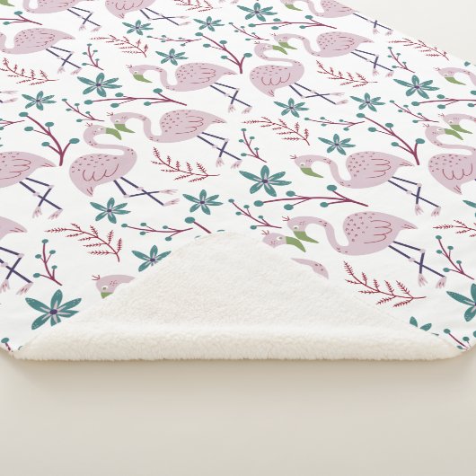 Rosa Flamingo nahtloses Muster auf weißem Hintergr Sherpadecke (3/4)