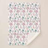 Rosa Flamingo nahtloses Muster auf weißem Hintergr Sherpadecke (Vorderseite)