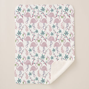 Rosa Flamingo nahtloses Muster auf weißem Hintergr Sherpadecke
