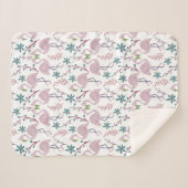 Rosa Flamingo nahtloses Muster auf weißem Hintergr Sherpadecke (Vorderseite (Horizontal))