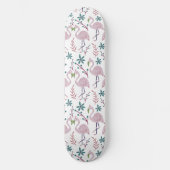 Rosa Flamingo nahtloses Muster auf weißem Hintergr Skateboard (Vorderseite)