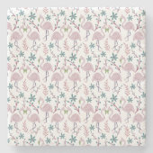 Rosa Flamingo nahtloses Muster auf weißem Hintergr Steinuntersetzer (Vorderseite)