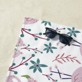 Rosa Flamingo nahtloses Muster auf weißem Hintergr Strandtuch (Beispiel)