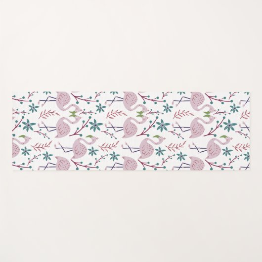 Rosa Flamingo nahtloses Muster auf weißem Hintergr Yogamatte (Vorderseite (Horizontal))