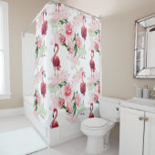 Rosa Flamingo: Nahtloses Muster Elegance Duschvorhang (Beispiel)