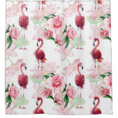 Rosa Flamingo: Nahtloses Muster Elegance Duschvorhang (Vorderseite)