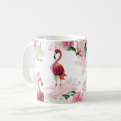 Rosa Flamingo: Nahtloses Muster Elegance Kaffeetasse (Vorderseite Links)