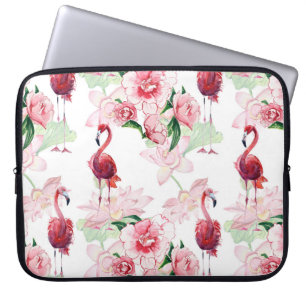 Rosa Flamingo: Nahtloses Muster Elegance Laptopschutzhülle