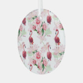 Rosa Flamingo: Nahtloses Muster Elegance Ornament Aus Glas (Vorderseite links)