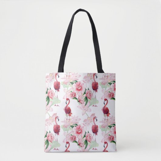 Rosa Flamingo: Nahtloses Muster Elegance Tasche (Vorderseite)