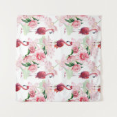 Rosa Flamingo: Nahtloses Muster Elegance Wandteppich (Vorderseite (Horizontal))