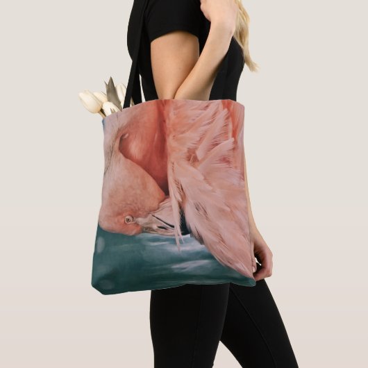 Rosa Flamingo Nehmen Sie die Bow Art Tote Tasche (Von Nahem)