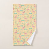 Rosa Flamingo niedlich-gelbes Muster Badhandtuch Set (Handtuch)
