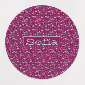 Rosa Flamingo niedlich rotes Muster Etiketten (Design 2)