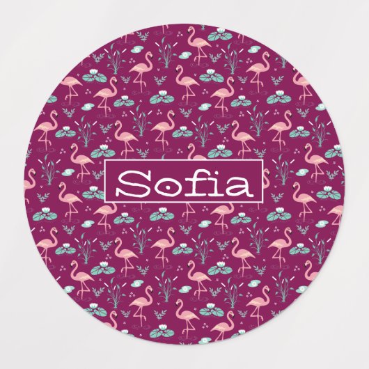 Rosa Flamingo niedlich rotes Muster Etiketten (Design 1)