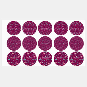 Rosa Flamingo niedlich rotes Muster Etiketten