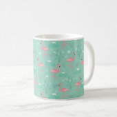Rosa Flamingo niedlicher grüner aquamariner Muster Kaffeetasse (VorderseiteRechts)