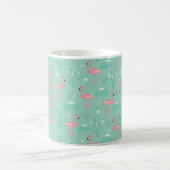Rosa Flamingo niedlicher grüner aquamariner Muster Kaffeetasse (Mittel)