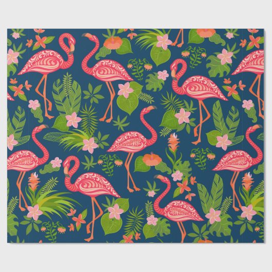 Rosa Flamingo-Ornament auf einem türkisfarbenen St Geschenkpapier (Flach)