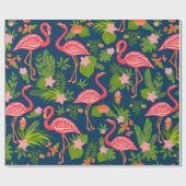 Rosa Flamingo-Ornament auf einem türkisfarbenen St Geschenkpapier (Flach)