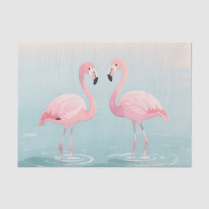 Rosa Flamingo-Paar Aquarell Serenität Seidenpapier