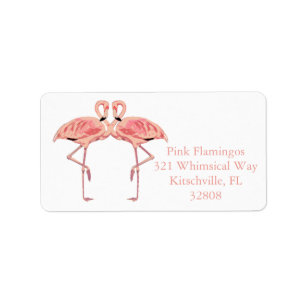 Rosa Flamingo-Paar Süße Flamingos Romantik Adressaufkleber