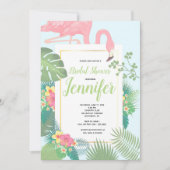 Rosa Flamingo Palm Tree Brautparty Einladung (Vorderseite)