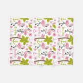 Rosa Flamingo-Palme-Strand personalisiert Fleecedecke (Vorderseite (Horizontal))