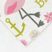 Rosa Flamingo-Palme-Strand personalisiert Fleecedecke (Ecke)