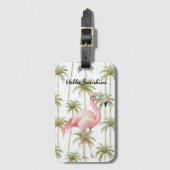 Rosa Flamingo Palmen Gepäckanhänger (Vorderseite Vertikal)