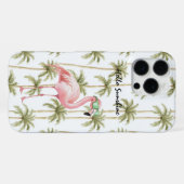 Rosa Flamingo Palmen iPhone Hülle (Rückseite (Horizontal))