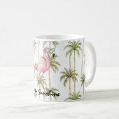 Rosa Flamingo-Palmen Kaffeetasse (VorderseiteRechts)
