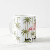 Rosa Flamingo-Palmen Kaffeetasse (Vorderseite Links)