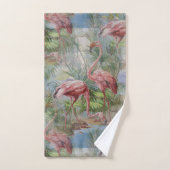 Rosa Flamingo-Palmen-Mosaik-Tuch-Set Badhandtuch Set (Handtuch)