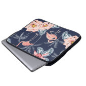 Rosa Flamingo, Palmen, Rose, orchide Blume, le Laptopschutzhülle (Vorne Knopf)