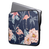 Rosa Flamingo, Palmen, Rose, orchide Blume, le Laptopschutzhülle (Vorderseite Links)