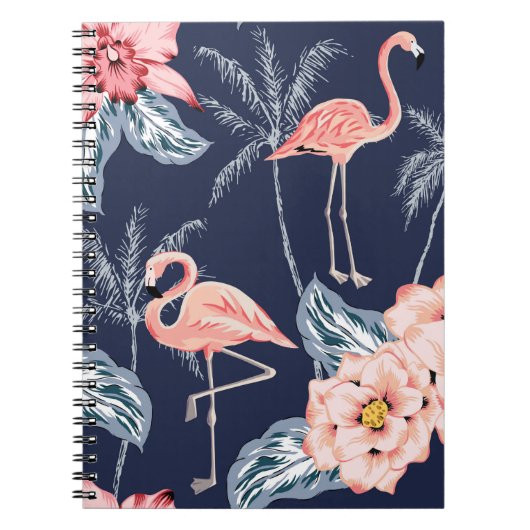 Rosa Flamingo, Palmen, Rose, orchide Blume, le Notizblock (Vorderseite)
