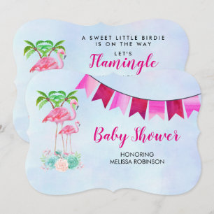 Rosa Flamingo-Palmen und florale Sukkulenten Einladung