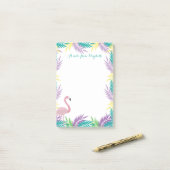 Rosa Flamingo Palmwedel Post-it Klebezettel (Auf Schreibtisch)
