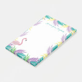 Rosa Flamingo Palmwedel Post-it Klebezettel (angewinkelt)