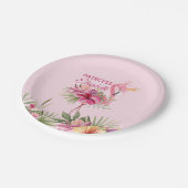 Rosa Flamingo Pappteller (Schrägansicht)