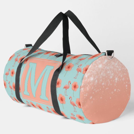Rosa Flamingo-Paradies-Wasserfarbenmuster Duffle Bag (Linke Ecke)