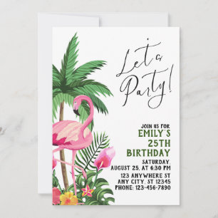 Rosa Flamingo-Party  Einladung