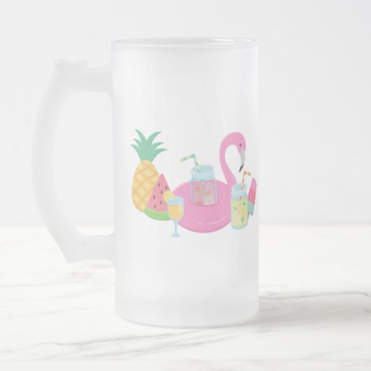 Rosa Flamingo Party Mattierte Tasse (Links)